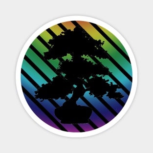 Bonsai Tree Rainbow Circle Magnet